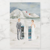 Sneeuwberg Winter Bruiloft Mini Fles Label Wijn Etiket (Enkel label)