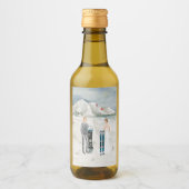 Sneeuwberg Winter Bruiloft Mini Fles Label Wijn Etiket (Voorkant)