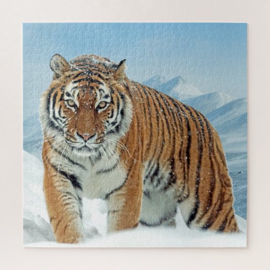 Sneeuwbergen Animal Winter Tiger Foto Legpuzzel (Verticaal)