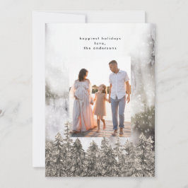 Sneeuwbergen Bomen Kerst Een Foto Feestdagenkaart