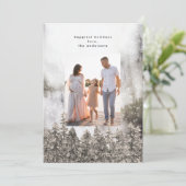 Sneeuwbergen Bomen Kerst Een Foto Feestdagenkaart (Staand voorkant)