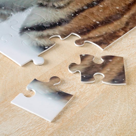 Sneeuwbergen Dierfoto Tiger Winter Legpuzzel (Zijkant)