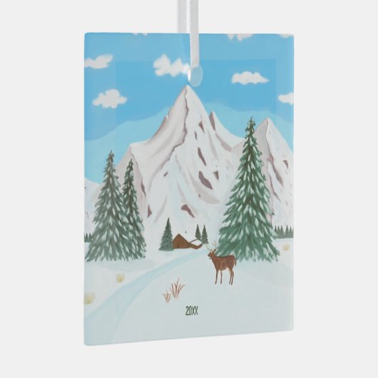 Sneeuwbergen Glass Square Ornament (Voorkant Rechts)