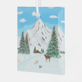 Sneeuwbergen glazen vierkant ornament (Voorkant links)