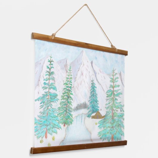 Sneeuwbergen Hangend Wandkleed (Gebogen)