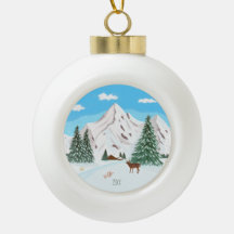 Sneeuwbergen Keramische Bal Kerstornament