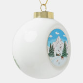 Sneeuwbergen keramische kerstversiering bal ornament (Links)