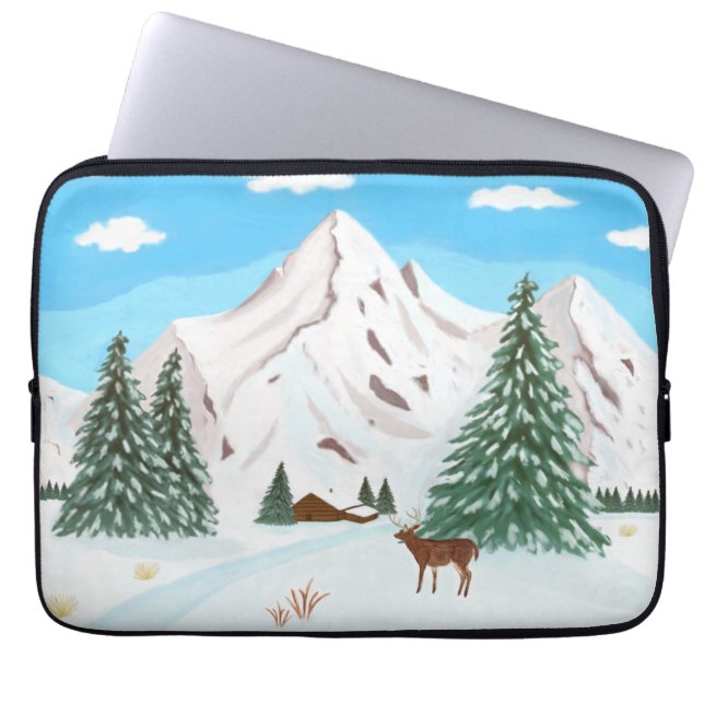 Sneeuwbergen Laptop Sleeve (Voorkant)