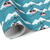 Sneeuwbergen met roze gondels cadeaupapier (Rol Hoek)