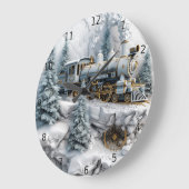 Sneeuwbergen met stoomtrein AI-kunst Grote Klok (Hoek)