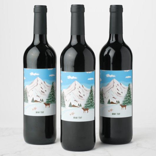 Sneeuwbergen Wijnlabel Wijn Etiket (Flessen)