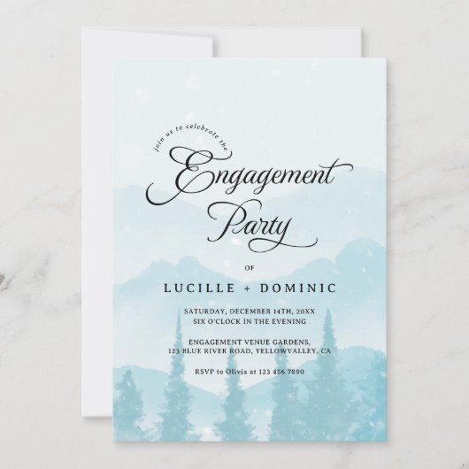 Sneeuwbergen Winter Engagement Party Kaart (Voorkant)