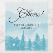 Sneeuwbergen Wintertrouw Cheers Wijn Etiket (Enkel label)