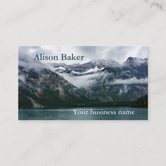 Sneeuwberggebieden in de mist bij het Plansee-meer Visitekaartje (Voorkant)