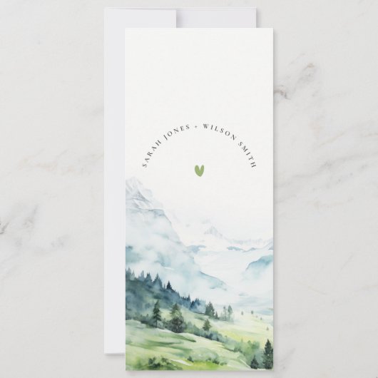 Sneeuwberglandschap Bruiloft Menu Kaart (Achterkant)