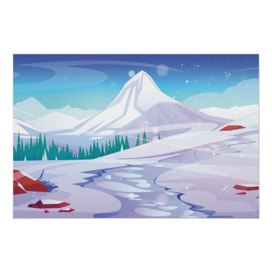 Sneeuwberglandschap Perfect Poster (Voorkant)