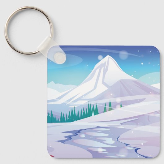 Sneeuwberglandschap Sleutelhanger (Voorkant)