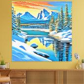 sneeuwbergreflectie canvas afdruk (Insitu (Woonkamer))