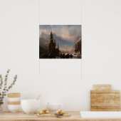 Sneeuwbergschilderij op het meer - landschapskunst poster (Keuken)