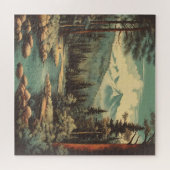 Sneeuwbergwoud rivier rotsen landschap legpuzzel (Horizontaal)