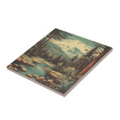 Sneeuwbergwoud rivier rotsen landschap tegeltje (Zijkant)