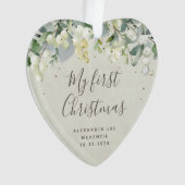 Sneeuwbes Baby's Eerste Kerst Foto Hart Ornament (voorkant)