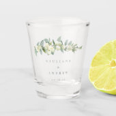 Sneeuwbes & Eucalyptus Gepersonaliseerde bruiloft Shot Glas (Voorkant)