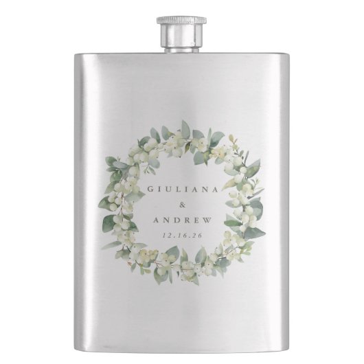 Sneeuwbes & Eucalyptus Huwelijks krans gepersonali Flacon (Voorkant)
