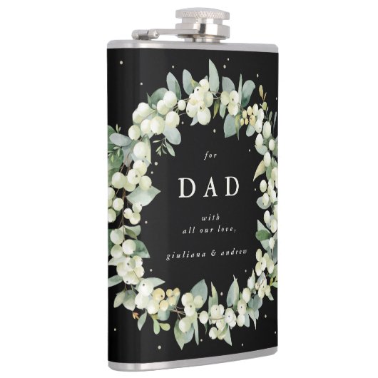 Sneeuwbes & Eucalyptus Huwelijks krans gepersonali Heupfles (Rechts)