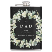 Sneeuwbes & Eucalyptus Huwelijks krans gepersonali Heupfles (Voorkant)