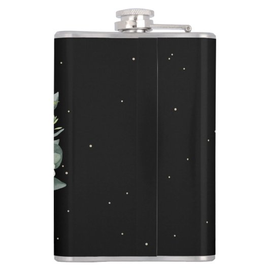 Sneeuwbes & Eucalyptus Huwelijks krans gepersonali Heupfles (Achterkant)