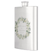 Sneeuwbes & Eucalyptus Huwelijks Krans Naam Flacon (Links)