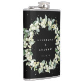 Sneeuwbes & Eucalyptus Huwelijks krans Personalize Heupfles (Rechts)