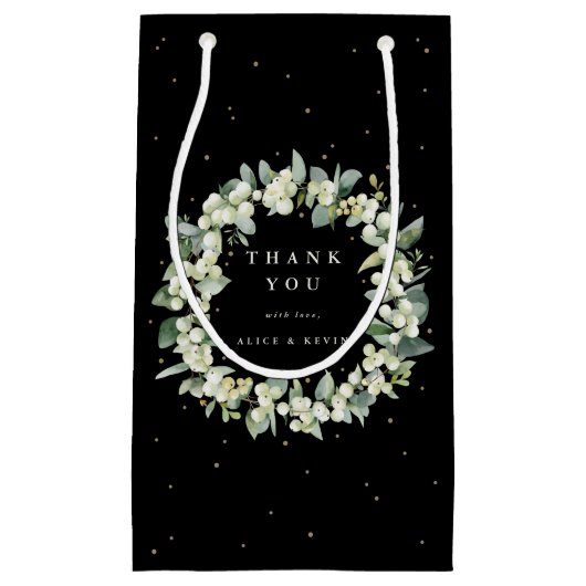 Sneeuwbes+Eucalyptus Kerst/Feest Dank Je Klein Cadeauzakje (Voorkant)