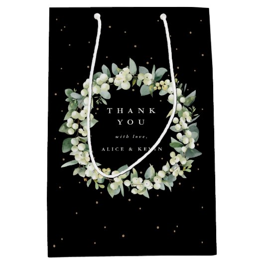Sneeuwbes+Eucalyptus Kerst/Feest Dank je Medium Cadeauzakje (Voorkant)
