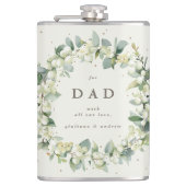 Sneeuwbes & Eucalyptus Krans Persoonlijke Trouwdag Heupfles (Voorkant)