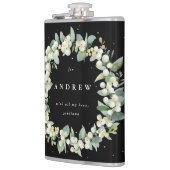 Sneeuwbes & Eucalyptus Krans Persoonlijke Trouwdag Heupfles (Links)