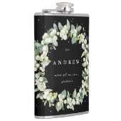 Sneeuwbes & Eucalyptus Krans Persoonlijke Trouwdag Heupfles (Rechts)