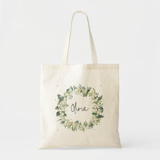 Sneeuwbes+Eucalyptus Trouw/Bridgete Feest Tote Bag (Voorkant)