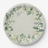 Sneeuwbes Kerstkrans Feestelijke Kerstparty Papieren Bordje (Voorkant)