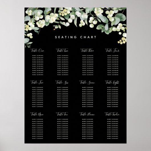 Sneeuwbes Kerstvakantie Feest Zittijd Chart Poster (Voorkant)