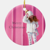 Sneeuwblaasholidesfoto Sneeuwblauw Wereldbol Keramisch Ornament (Achterkant)