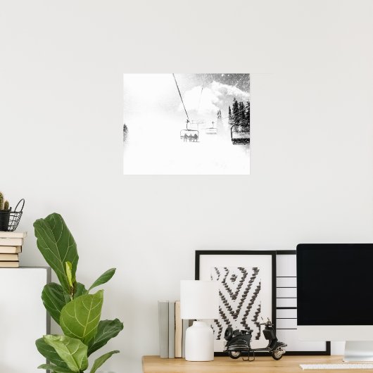 Sneeuwblaast // Skilift in blizzard Winkels Poster (Thuiskantoor)