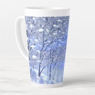 Sneeuwblauw Bos Winterlandschap Latte Mok