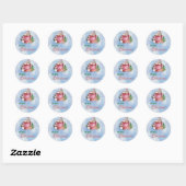 Sneeuwblauw Cute Cup Vroegere kerst Prettige feest Ronde Sticker (Vel)