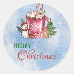 Sneeuwblauw Cute Cup Vroegere kerst Prettige feest Ronde Sticker