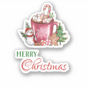 Sneeuwblauw Cute Cup Vroegere kerst Prettige feest Sticker