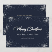 Sneeuwblauw en zilveren sneeuwvlokken feestdagenkaart (Voorkant / Achterkant)