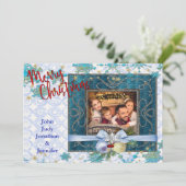 Sneeuwblauw kerstAfbeelding Lijst Feestdagenkaart (Staand voorkant)