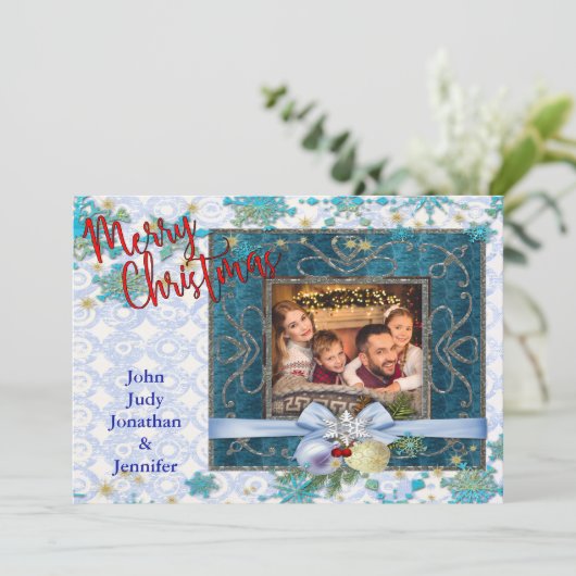 Sneeuwblauw kerstAfbeelding Lijst Feestdagenkaart (Staand voorkant)